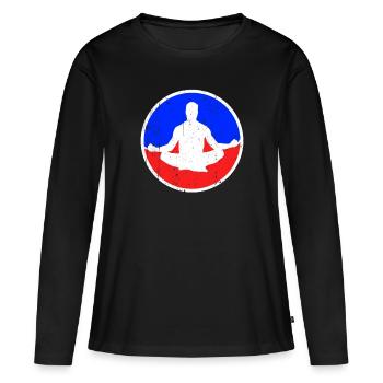 Logo de méditation - T-shirt manches longues Premium bio Femme - noir - Devant - Julia (174cm)