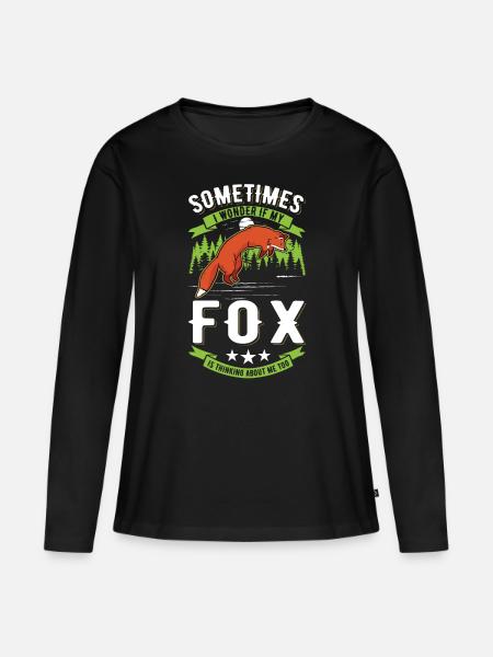Fuchs Geschenk Rotfuchs - Frauen Premium Bio Langarmshirt - Schwarz