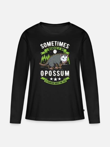 Opossum Possum Beutelratte - Frauen Premium Bio Langarmshirt - Schwarz