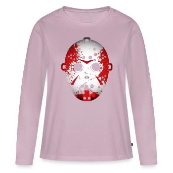 Halloween Horror Mask Killer - T-shirt manches longues Premium bio Femme - rose poudré - Devant - Julia (174cm)