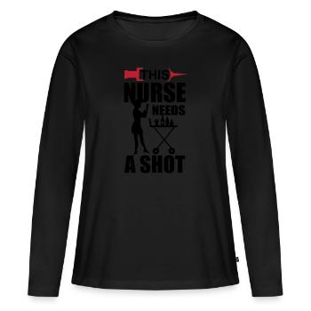 Cette infirmière a besoin d’une injection - T-shirt manches longues Premium bio Femme - noir - Devant - Julia (174cm)