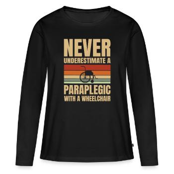 Ne sous-estimez jamais un - T-shirt manches longues Premium bio Femme - noir - Devant - Julia (174cm)