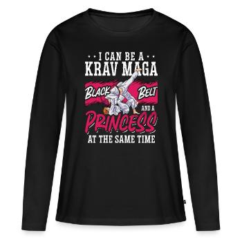 Krav Maga Je peux être un combattant de princesse de combat rapproché - T-shirt manches longues Premium bio Femme - noir - Devant - Julia (174cm)
