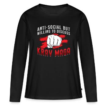 Krav Maga Anti-Social Mais Arts Martiaux MMA Fighter - T-shirt manches longues Premium bio Femme - noir - Devant - Julia (174cm)