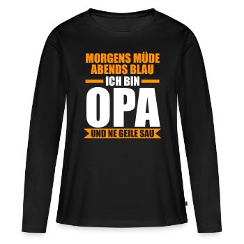 Großvater Großpapa Opi Opa - Frauen Premium Bio Langarmshirt - Schwarz - Vorne - Julia (174cm)