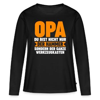 Großvater Großpapa Opi Opa - Frauen Premium Bio Langarmshirt - Schwarz - Vorne - Julia (174cm)