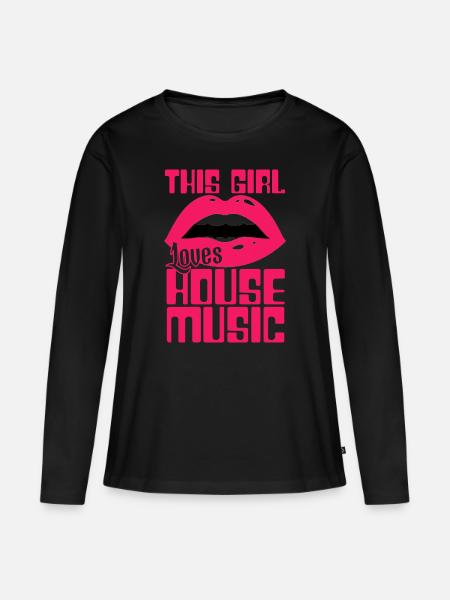 House Musik Girl - Frauen Premium Bio Langarmshirt - Schwarz