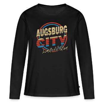 Augsburg Allemagne City Font Style des années 80 - T-shirt manches longues Premium bio Femme - noir - Devant - Julia (174cm)