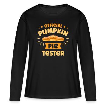 Testeur officiel de tarte à la citrouille Thanksgiving - T-shirt manches longues Premium bio Femme - noir - Devant - Julia (174cm)