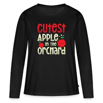 Pomme la plus sucrée dans le verger Mangeurs de pommes fruitées - T-shirt manches longues Premium bio Femme - noir - Devant - Julia (174cm)