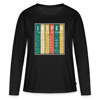 Parc national Jasper Canada Souvenir Mountains Cam - T-shirt manches longues Premium bio Femme - noir - Devant - Julia (174cm)