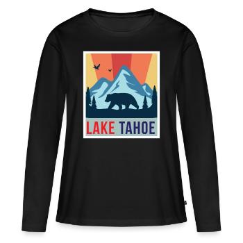Lac Tahoe Grizzly Bear California Ski Mountains Cam - T-shirt manches longues Premium bio Femme - noir - Devant - Julia (174cm)