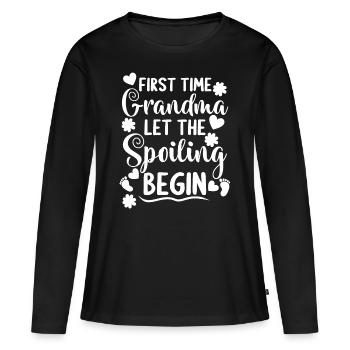 First time grandma grandmother great-grandma grandparents - Women's Premium Organic Long Sleeve Shirt - black - Front - Julia (174cm)
