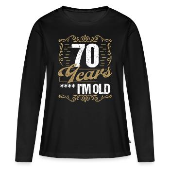 Sarcasme de 70 ans dans l’idée de l’humour vintage70 Ye - T-shirt manches longues Premium bio Femme - noir - Devant - Julia (174cm)
