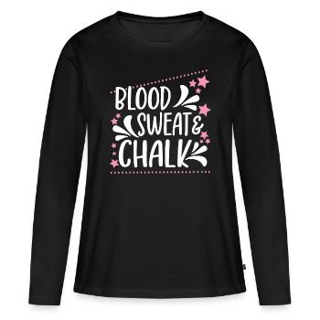 Sueur de sang et craie - Idée cadeau de gymnaste fière - T-shirt manches longues Premium bio Femme - noir - Devant - Julia (174cm)