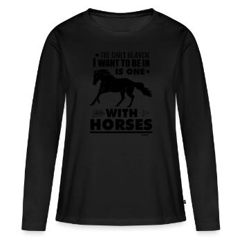 Cheval - T-shirt manches longues Premium bio Femme - noir - Devant - Julia (174cm)