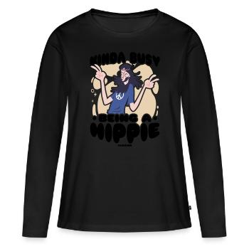 Hippie - T-shirt manches longues Premium bio Femme - noir - Devant - Julia (174cm)