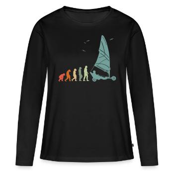 Plage Voile Windracer Land Sailers Land Sailors - T-shirt manches longues Premium bio Femme - noir - Devant - Julia (174cm)