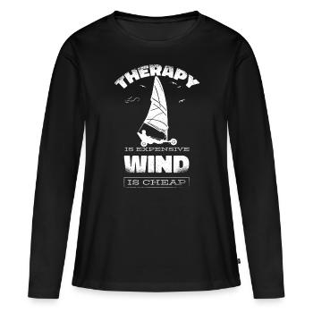 Plage Voile Windracer Land Sailers Land Sailors - T-shirt manches longues Premium bio Femme - noir - Devant - Julia (174cm)