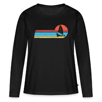 Plage Voile Windracer Land Sailers Land Sailors - T-shirt manches longues Premium bio Femme - noir - Devant - Julia (174cm)