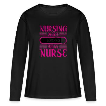 Krankenpflege-Studium Laden - Frauen Premium Bio Langarmshirt - Schwarz - Vorne - Julia (174cm)