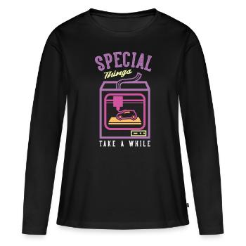 Les choses spéciales ont besoin d’un certain temps d’impression 3D de buse - T-shirt manches longues Premium bio Femme - noir - Devant - Julia (174cm)