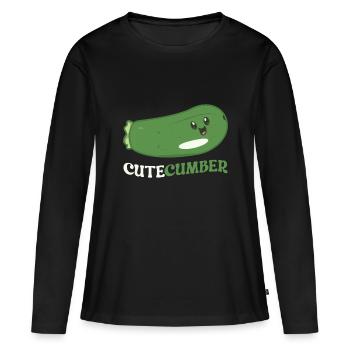 Cutecumber Vegetarisches Gemüse Vegane Gurke - Frauen Premium Bio Langarmshirt - Schwarz - Vorne - Julia (174cm)