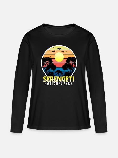 Afrika Safari Serengeti Nationalpark Tansania Sava - Frauen Premium Bio Langarmshirt - Schwarz