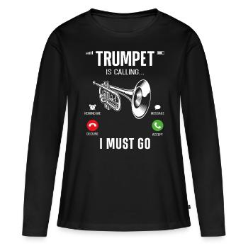 Trumpet Player Phone Display - Frauen Premium Bio Langarmshirt - Schwarz - Vorne - Julia (174cm)