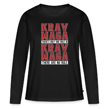 Krav Maga Il n’y a qu’un seul chasseur de combat militaire - T-shirt manches longues Premium bio Femme - noir - Devant - Julia (174cm)