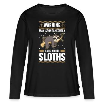 Avertissement de paresseux - T-shirt manches longues Premium bio Femme - noir - Devant - Julia (174cm)