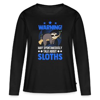 Avertissement de paresseux - T-shirt manches longues Premium bio Femme - noir - Devant - Julia (174cm)
