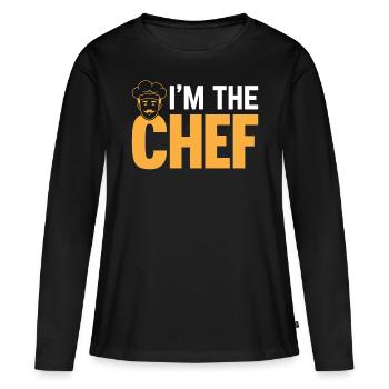 Drôle de chef cuisinier - Je suis le chef - T-shirt manches longues Premium bio Femme - noir - Devant - Julia (174cm)