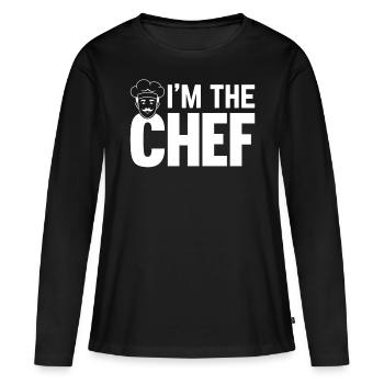 Drôle de cuisinier Chef Cuisinier Chef’s Hat - Je suis le - T-shirt manches longues Premium bio Femme - noir - Devant - Julia (174cm)