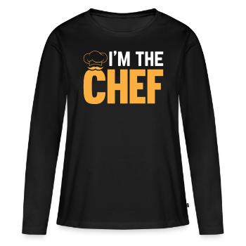 Cooking Cook Funny Cooking Chef - Je suis le chef - T-shirt manches longues Premium bio Femme - noir - Devant - Julia (174cm)