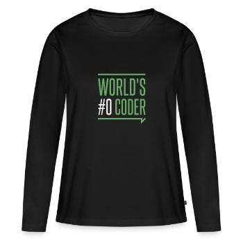 Programmeur - créateurs codeurs monde #0 codeur - T-shirt manches longues Premium bio Femme - noir - Devant - Julia (174cm)