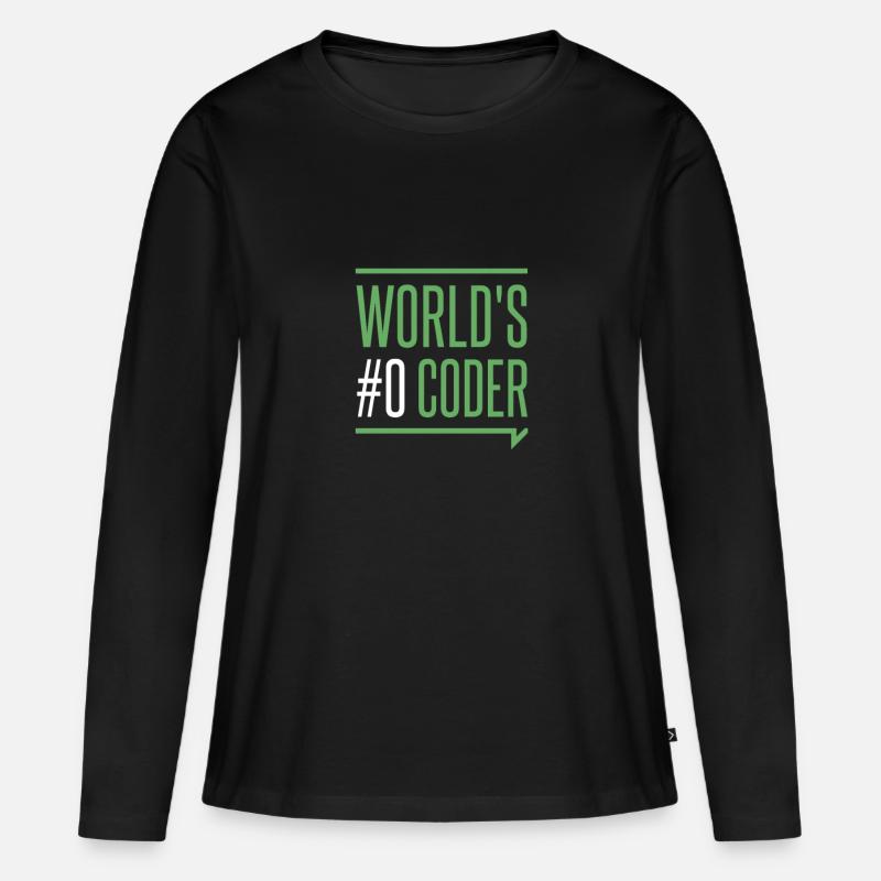 Programmierer - creators coders world's #0 coder - Frauen Premium Bio Langarmshirt - Schwarz
