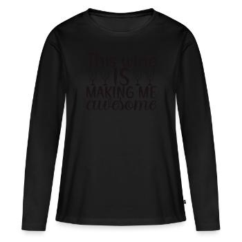 Ce vin me rend génial - T-shirt manches longues Premium bio Femme - noir - Devant - Julia (174cm)