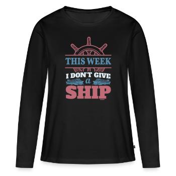 drôle de capitaine disant expédition mer - T-shirt manches longues Premium bio Femme - noir - Devant - Julia (174cm)