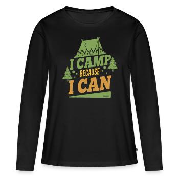 Je campe parce que je peux camper - T-shirt manches longues Premium bio Femme - noir - Devant - Julia (174cm)