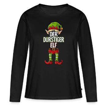 Durstiger Elf Partnerlook Weihnachten - Frauen Premium Bio Langarmshirt - Schwarz - Vorne - Julia (174cm)