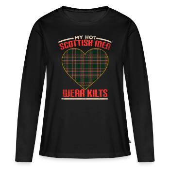 Ecosse Épouse Ecosse - T-shirt manches longues Premium bio Femme - noir - Devant - Julia (174cm)