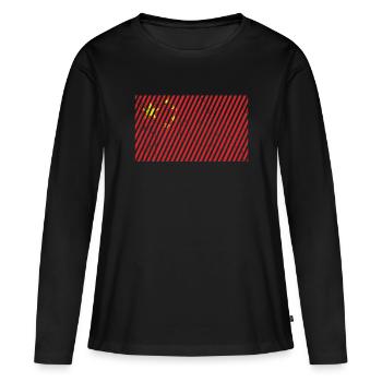 Drapeau de la Chine - T-shirt manches longues Premium bio Femme - noir - Devant - Julia (174cm)