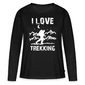 J’adore le trekking randonneurs - T-shirt manches longues Premium bio Femme - noir - Devant - Julia (174cm)