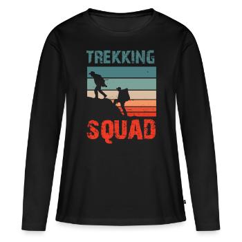 Équipe de trekking Randonneurs - T-shirt manches longues Premium bio Femme - noir - Devant - Julia (174cm)