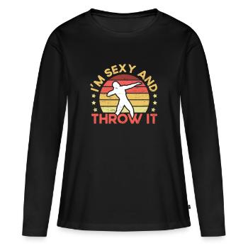 Je suis sexy et je le jette - T-shirt manches longues Premium bio Femme - noir - Devant - Julia (174cm)