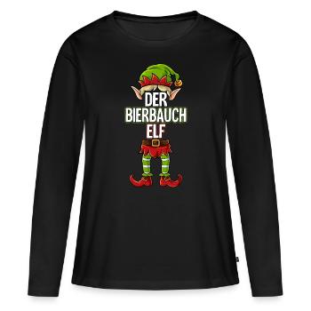 Bierbauch Elf Partnerlook Weihnachten - Frauen Premium Bio Langarmshirt - Schwarz - Vorne - Julia (174cm)
