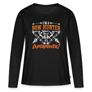 Chasse à l’arc Je suis un chasseur à l’arc Qu’est-ce que Target Bowhunter - T-shirt manches longues Premium bio Femme - noir - Devant - Julia (174cm)