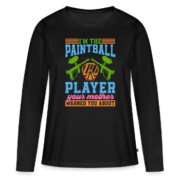 Paintball Je suis le joueur de paintball Splatter Player - T-shirt manches longues Premium bio Femme - noir - Devant - Julia (174cm)