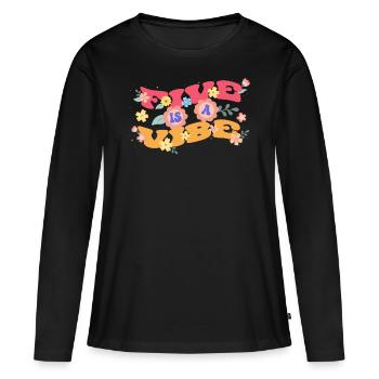 Five est Vibe Plant Leaves Flower Petals - T-shirt manches longues Premium bio Femme - noir - Devant - Julia (174cm)